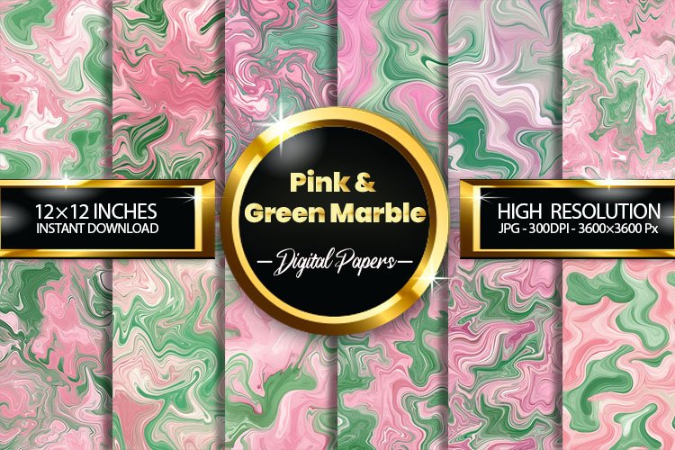 Pink and Green Marble Digital Papers, Marble Pattern