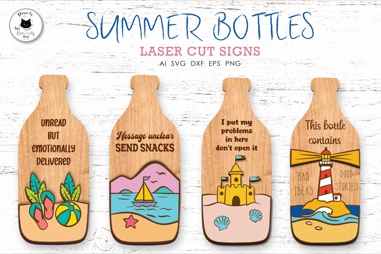 Message in a Bottle Summer Signs Laser Cut