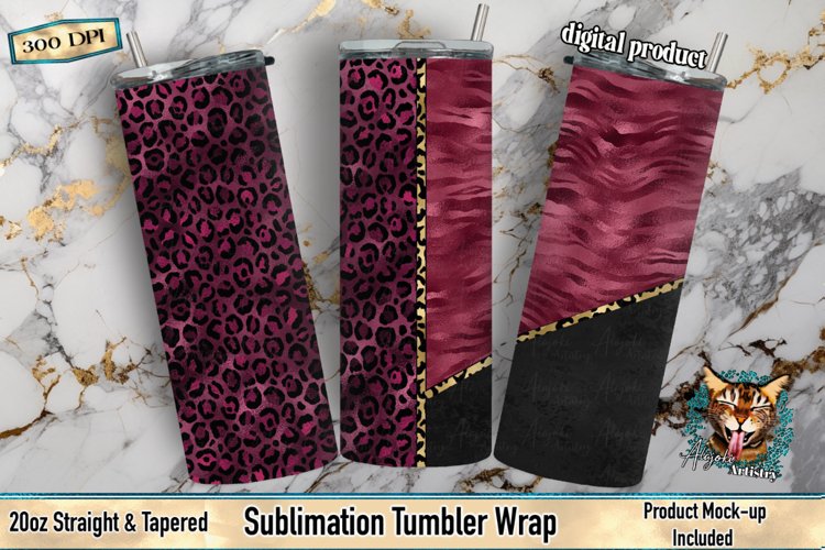 Leopard Split, Tiger Tumbler, Ruby Leopard, Tumbler Wrap, Leopard Sublimation