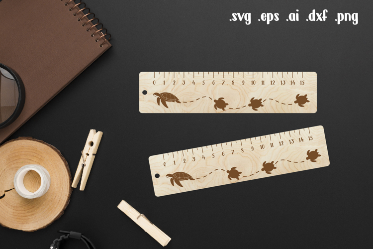 Turtle Wooden Ruler Laser Engraving, Back to School Gift