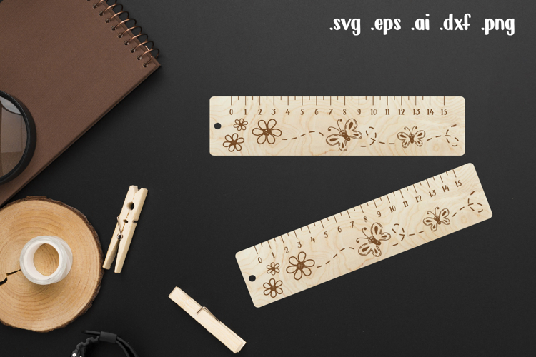 Butterfly Wooden Ruler Laser Engraving, Back to School Gift
