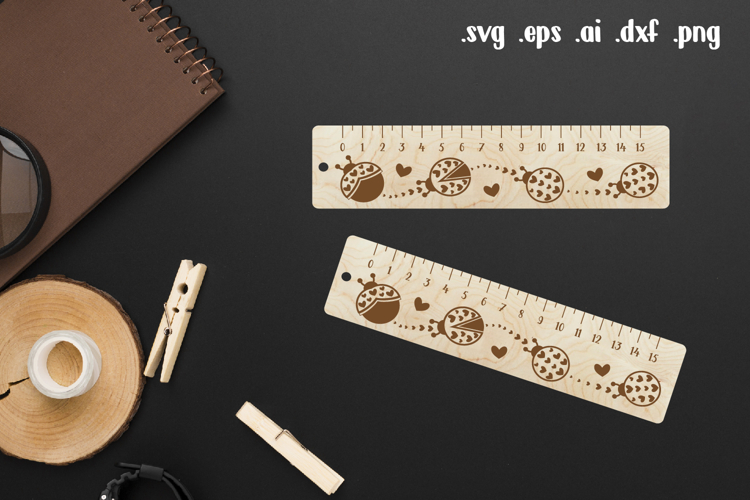 Ladybug Wooden Ruler Laser Engraving, Back to School Gift