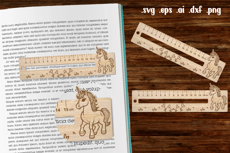 Unicorn Wooden Liner Readers Guide Ruler
