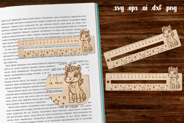 Unicorn Wooden Liner Readers Guide Ruler