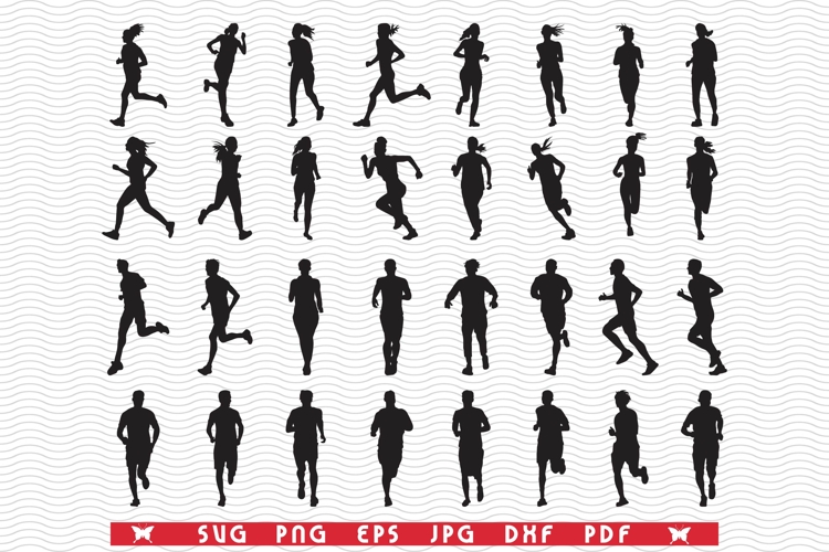 SVG Runners, Black isolaited silhouettes