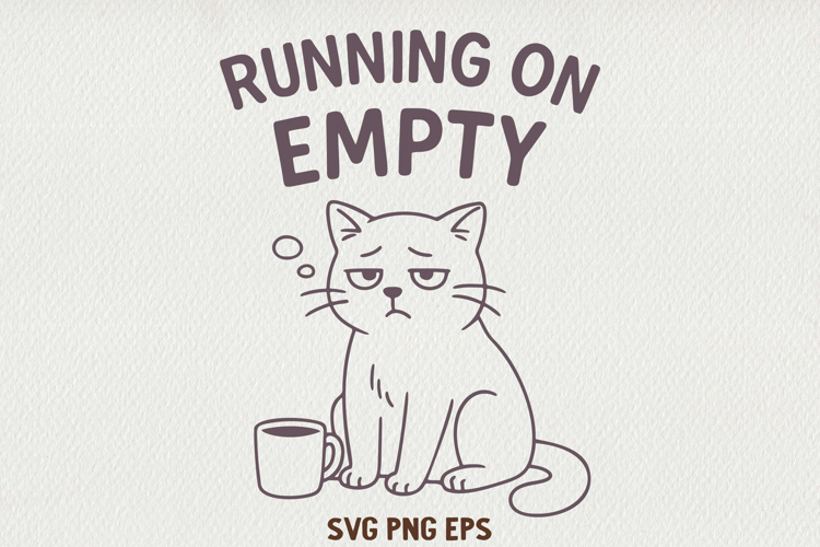 Sarcastic Cat Illustration Funny Lazy Line Art Kitty SVG PNG