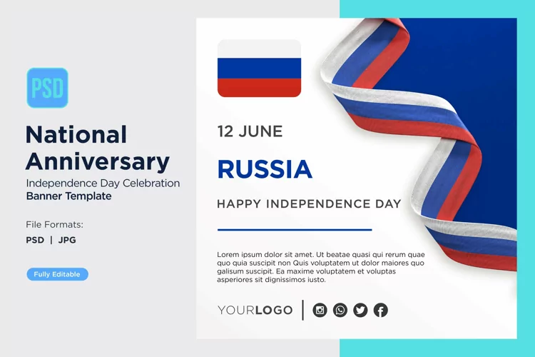 Russia National Day Celebration Banner