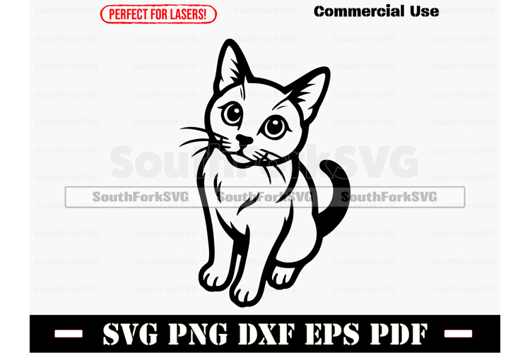 Russian Blue Cat Begging Design SVG PNG DXF EPS PDF