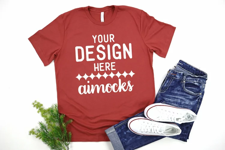 Bella Canvas Rust T-shirt Styled Mockup, Unisex Tshirt Flat