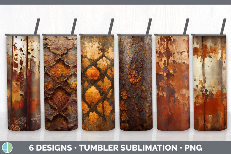 Bundle of six Rusted sublimation tumbler designs.