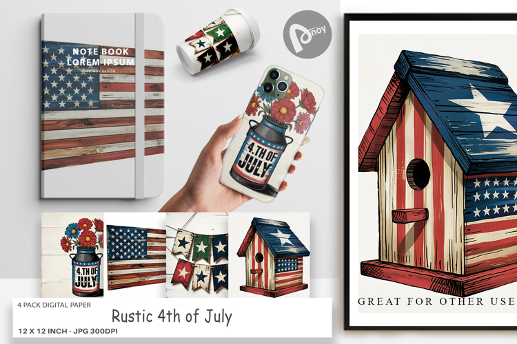 Digital Paper Rustic 4th of July