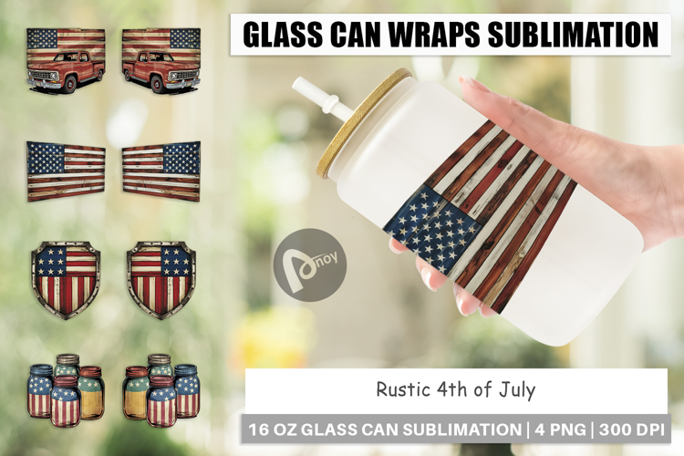 Glass Can Rustic 4th of July