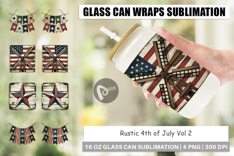 Glass Can Rustic 4th of July example image 1
