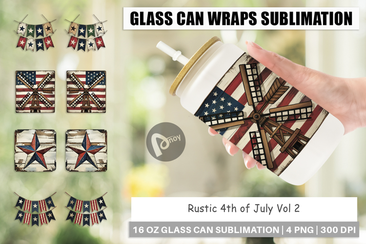 Glass Can Rustic 4th of July