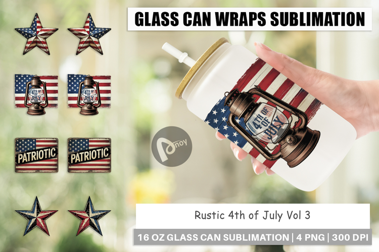 Glass Can Rustic 4th of July