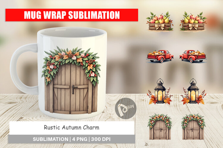 Mug Wrap Rustic Autumn Charm example image 1