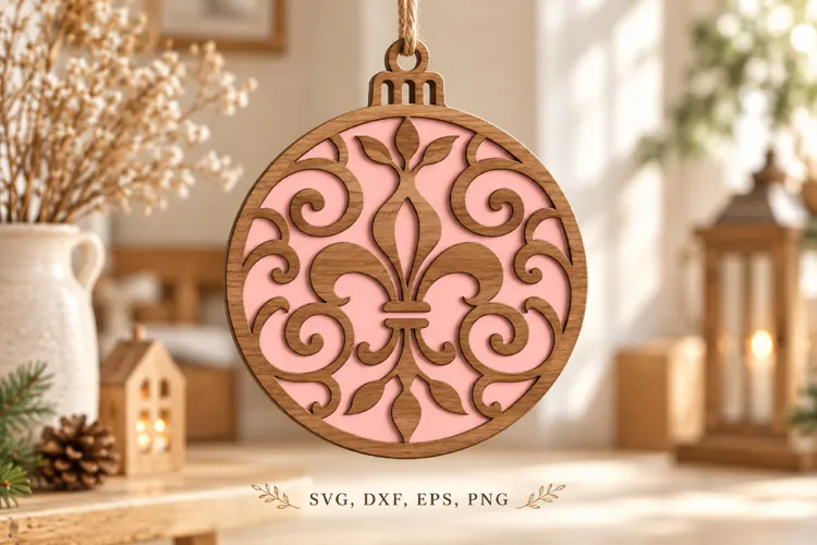Rustic Blush Filigree Christmas Ornament