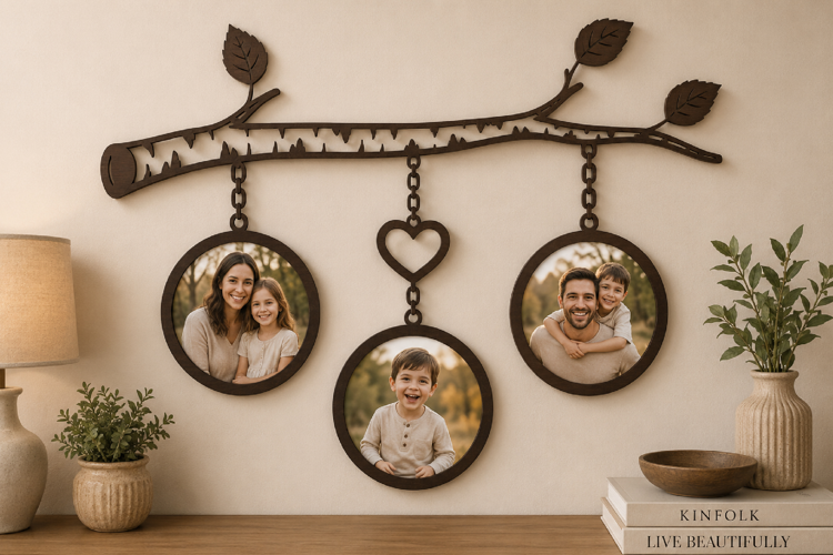 Rustic Branch Hanging Family Photo Frame Laser Cut File