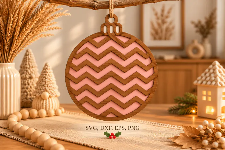 Rustic Chevron Christmas Ornament