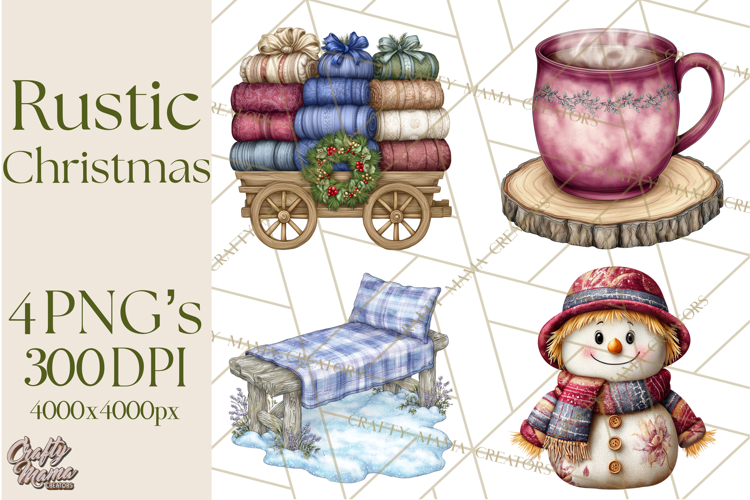 Cottagecore Christmas Clip Art, Cozy Woodland Holiday PNG