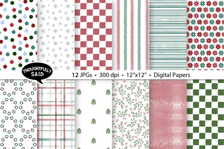 12 rustic christmas digital scrapbooking papers 