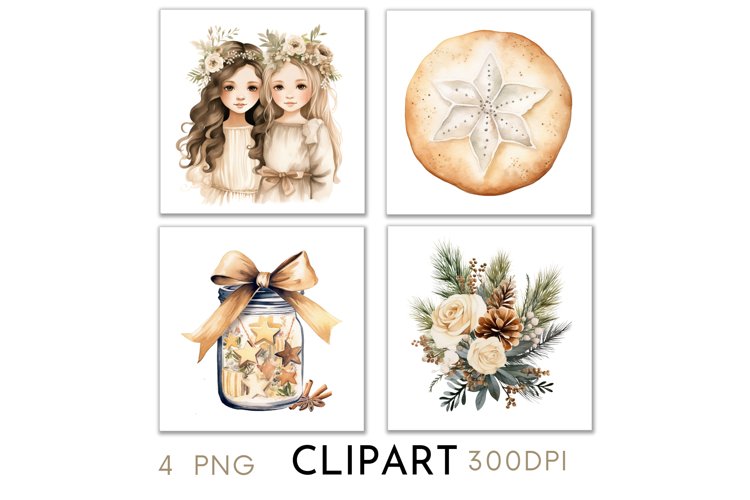 Rustic Christmas Illustrations Watercolor Clipart PNG