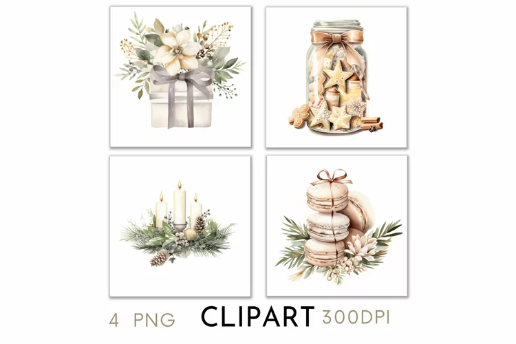 Rustic Christmas Illustrations Watercolor Clipart PNG