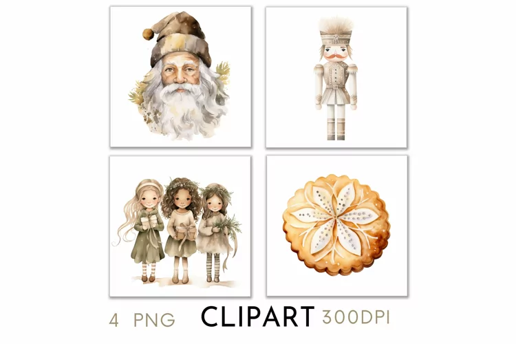 Rustic Christmas Illustrations Watercolor Clipart PNG