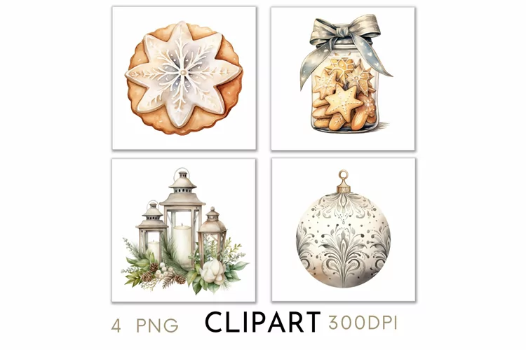 Rustic Christmas Illustrations Watercolor Clipart PNG