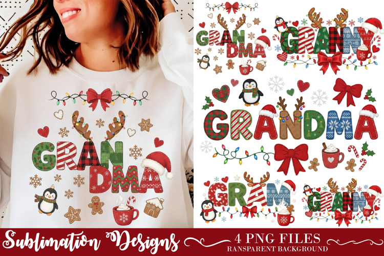 Rustic Christmas Names GRANNY, GRAMMY, GRAM & GRANDMA PNGs