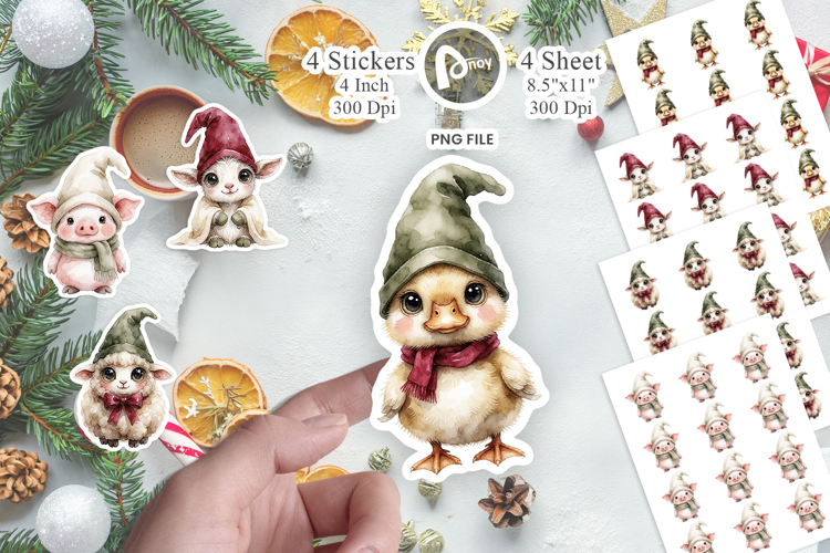 Farmhouse Holiday Gnomes Sticker