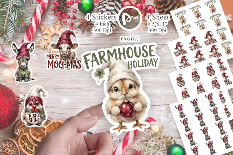 Farmhouse Holiday Gnomes Sticker