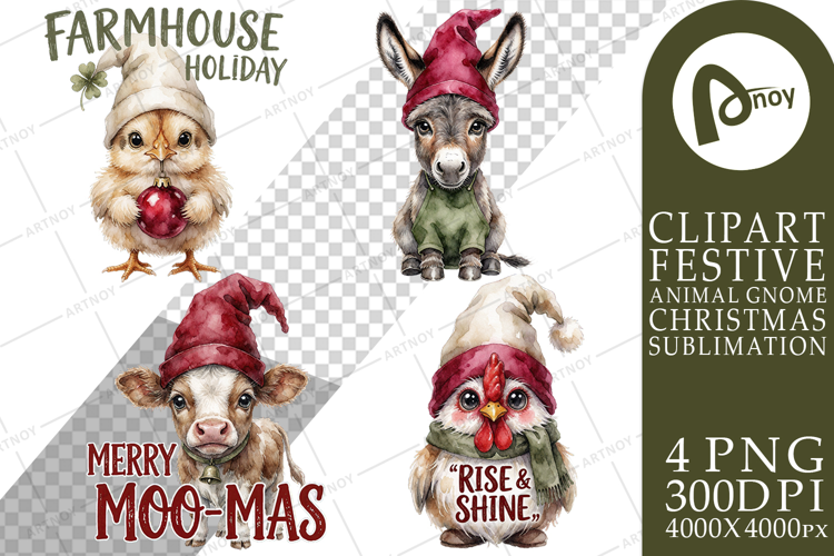 Farmhouse Holiday Gnomes Sublimation