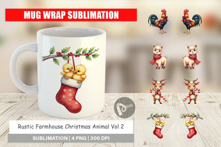 Rustic Farmhouse Animals Mug Wrap
