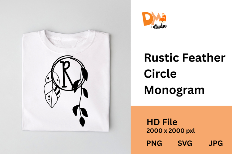 Rustic Feather Circle Monogram