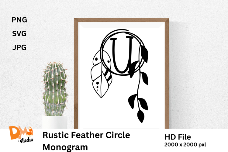 Rustic Feather Circle Monogram
