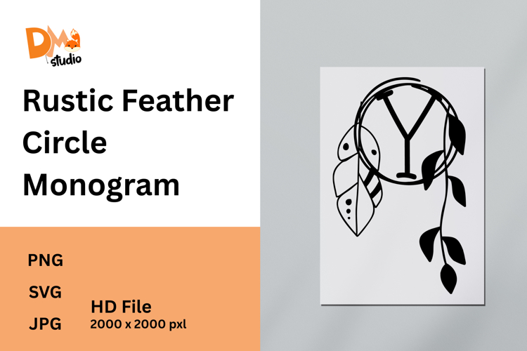 Rustic Feather Circle Monogram