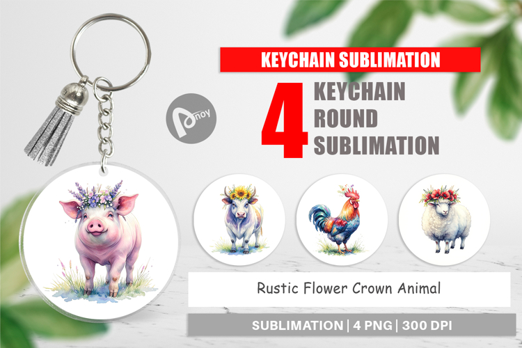 Flower Crown Animal Keychain