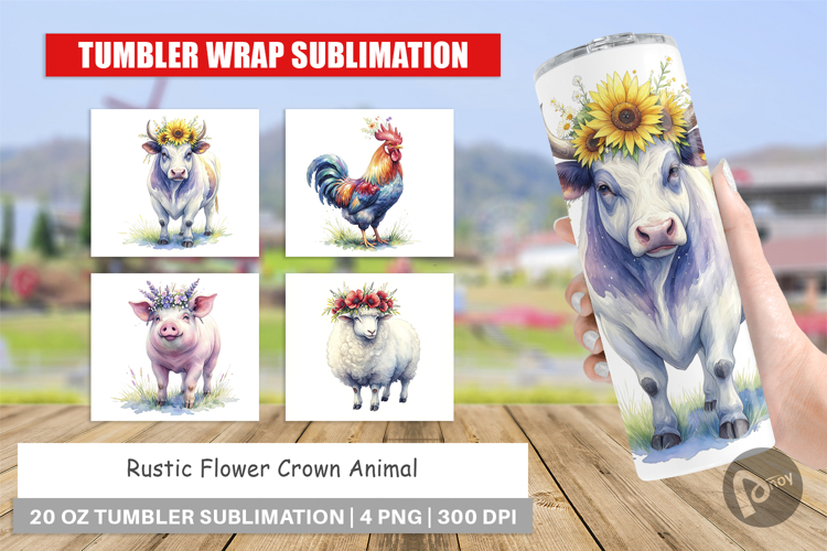 Flower Crown Animal Tumbler