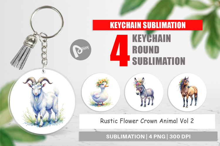 Flower Crown Animal Keychain