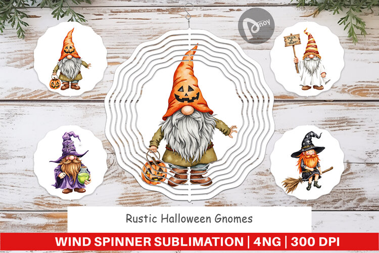Wind Spinner Rustic Halloween Gnomes example image 1