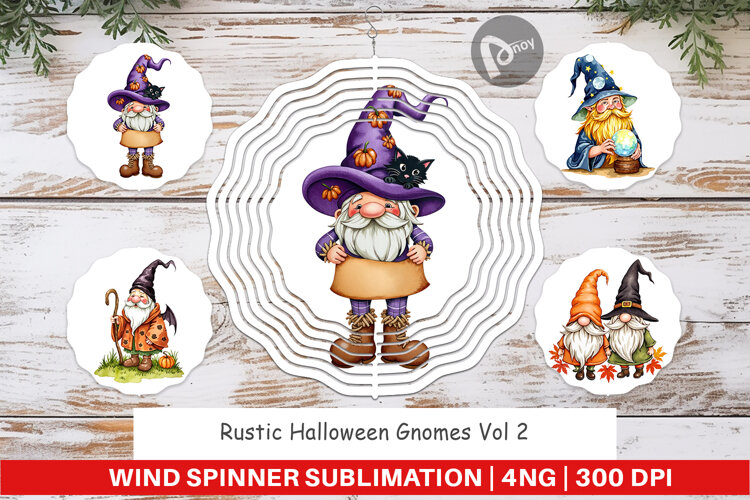 Wind Spinner Rustic Halloween Gnomes example image 1