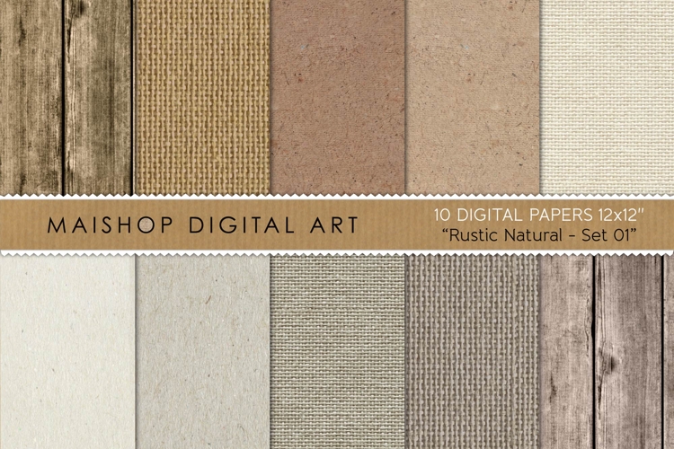 Rustic Natural Digital Paper - 10 Sheets for Junk Journals