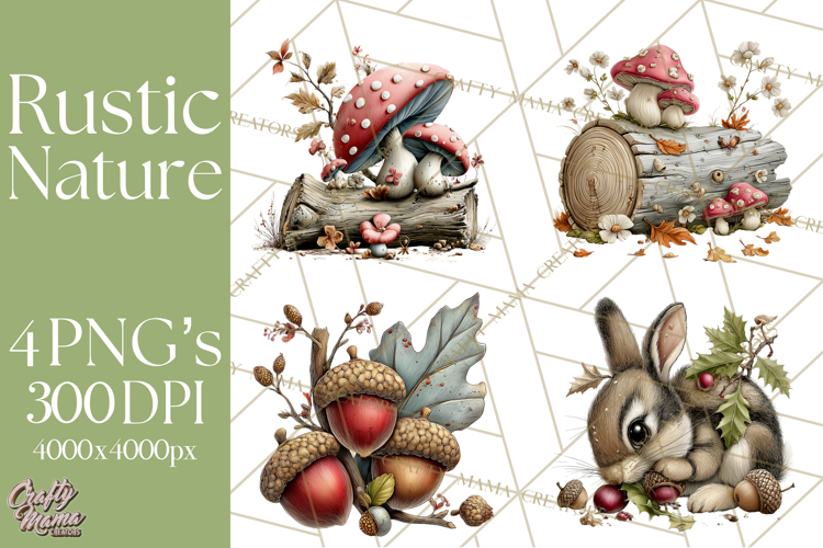 Rustic Woodland Animals Mini World Clipart PNG, Forest