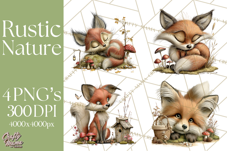 Rustic Woodland Animals Mini World Clipart PNG, Forest