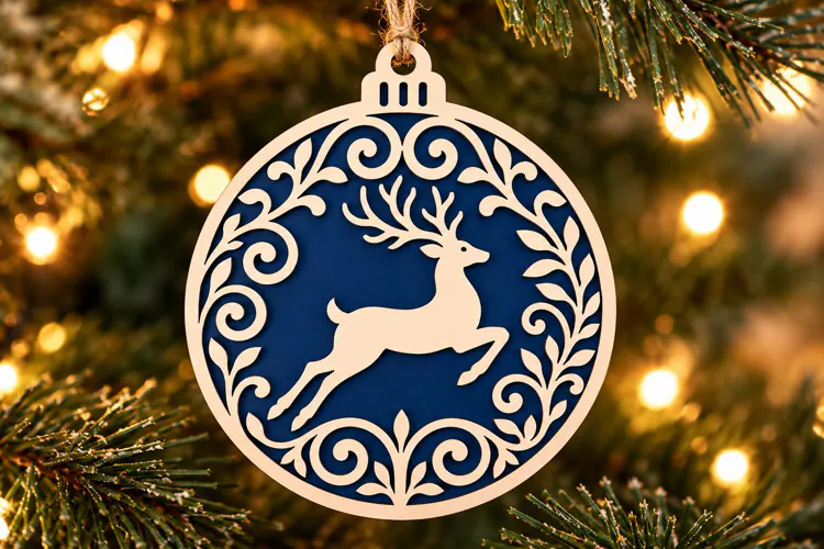 Rustic Reindeer Christmas Ornament SVG