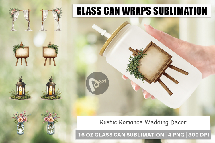 Rustic Romance Wedding Decor Glass Can