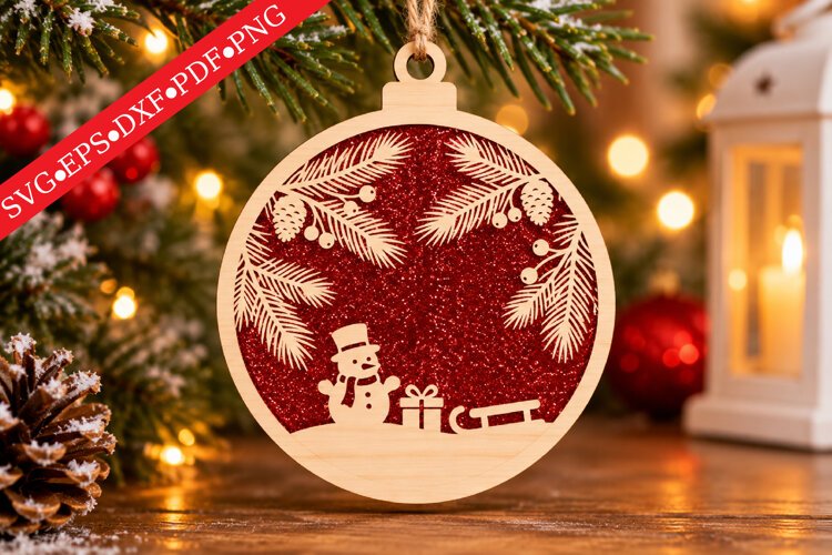 Rustic Snowman Ornament Glow SVG example image 1