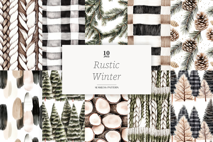 Rustic Winter Digital Paper | Christmas Background Pattern