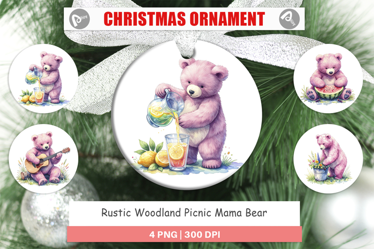 Woodland Picnic Mama Bear Ornament